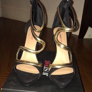 Black and gold Grecian Heels